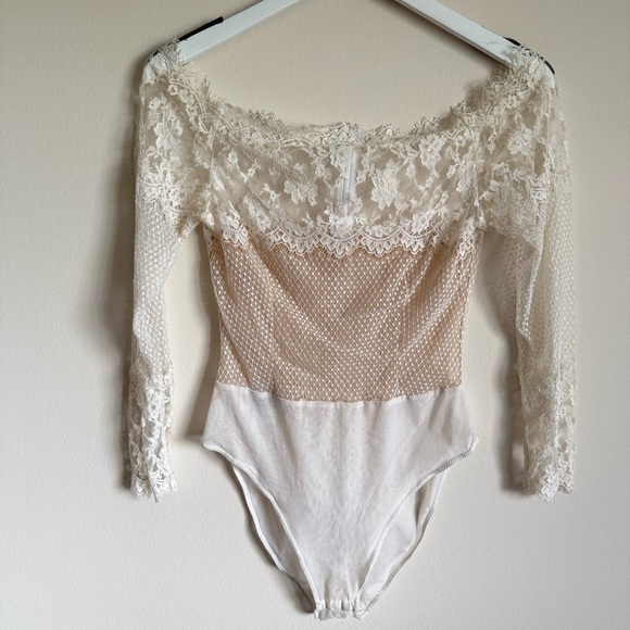 Vintage Jiki Monte-Carlo Creations Women's Bridal Lace Silk Wool Bodysuit S - Picture 5 of 14